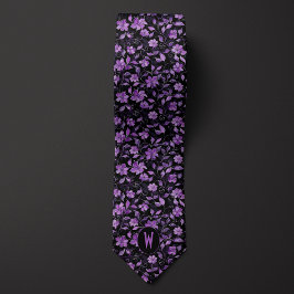 Lila Blüte auf Black Neck Tie Krawatte