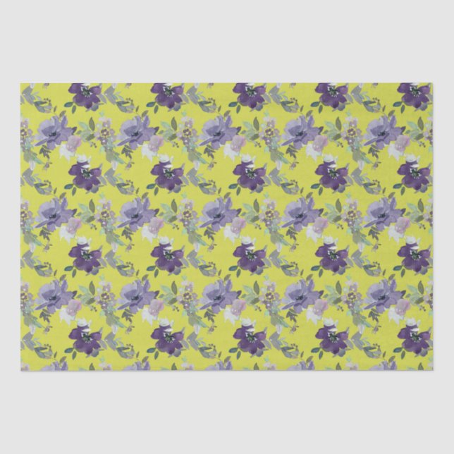 Lila Blüte auf Gelbfärbung Seidenpapier (Vorderseite)