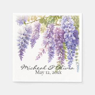 Lila Blüten in Aquarellkultur Serviette