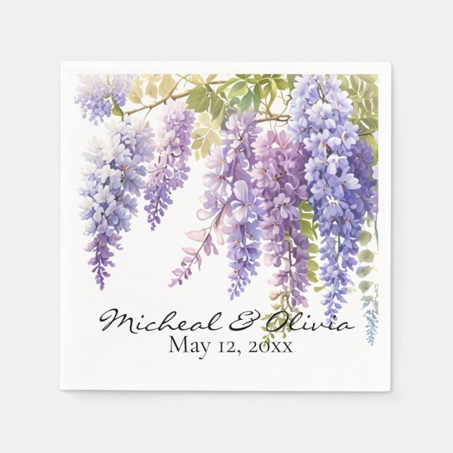 Lila Blüten in Aquarellkultur Serviette (Vorderseite)