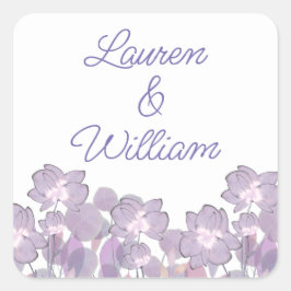 Lila Blüten in Pastellfarben Quadratischer Aufkleber
