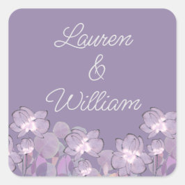 Lila Blüten in Pastellfarben Quadratischer Aufkleber
