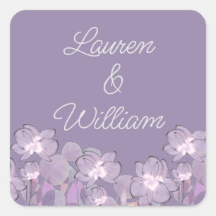 Lila Blüten in Pastellfarben Quadratischer Aufkleber