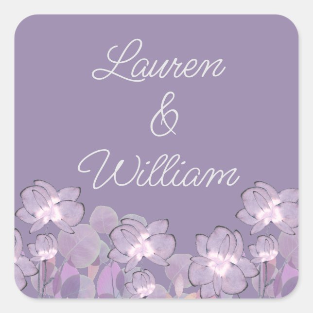 Lila Blüten in Pastellfarben Quadratischer Aufkleber (Vorderseite)