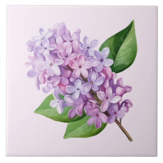 Lila Blüten Kunst auf rosa Hintergrund Fliese