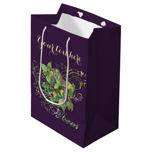 Lila-Blüten Mittlere Geschenktüte (Vorderseite Schrägansicht)