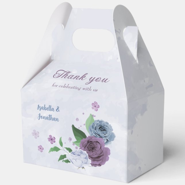Lila Blütenhochzeit Geschenkschachtel (Vorderseite)