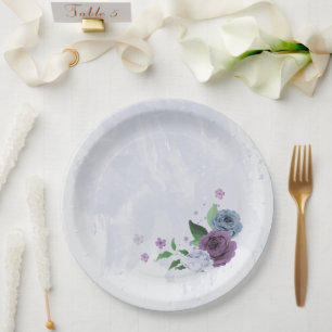 Lila Blütenhochzeit Pappteller
