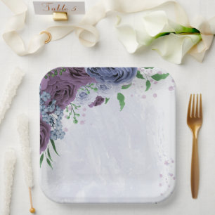 Lila Blütenhochzeit Pappteller