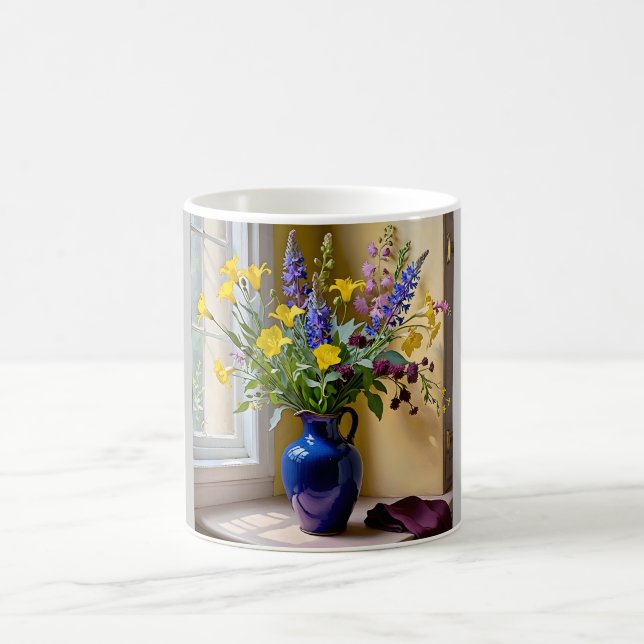 Lila Blütenkunst Kaffeetasse (Mittel)