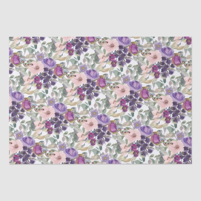 Lila Blütenrosa Blumenfolien Seidenpapier (Vorderseite)