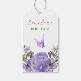 Lila Blütenschmetterling Geschenkanhänger
