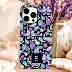 Lila Bohemian Paisley Süßes Monogramm iPhone 16 Pro Max Hülle
