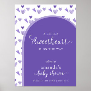Lila Boho Arch Sweetheat Babydusche Willkommen Poster