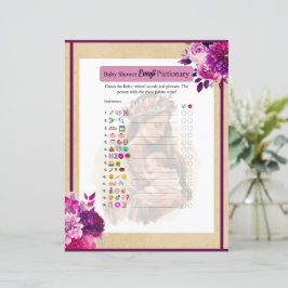 Lila Boho Baby Dusche Emoji Pictionary