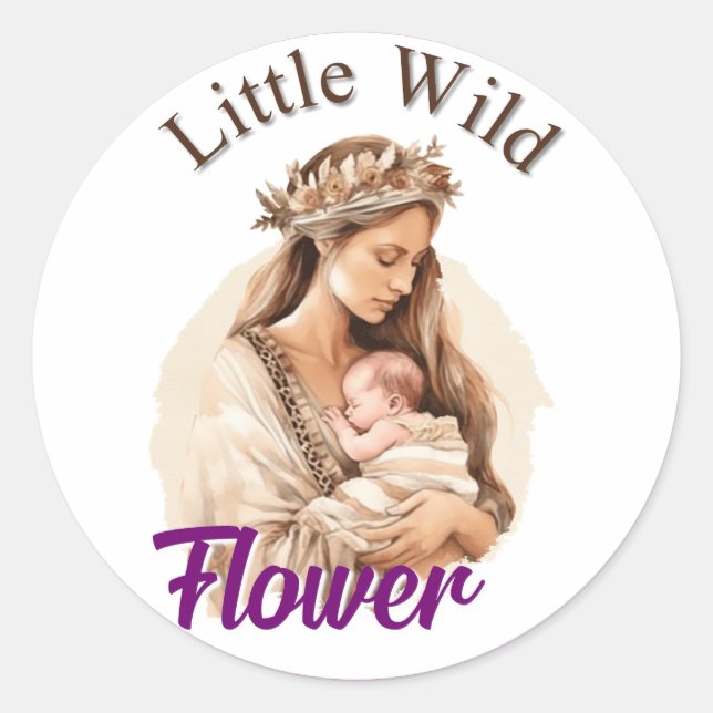 Lila Boho Baby Dusche Runder Aufkleber (Vorderseite)