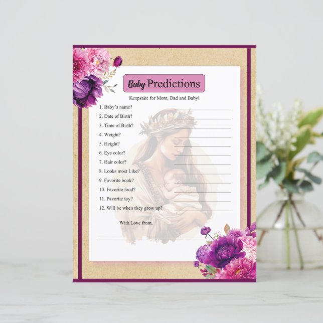 Lila Boho Baby-Vorhersagen (Stehend Vorderseite)