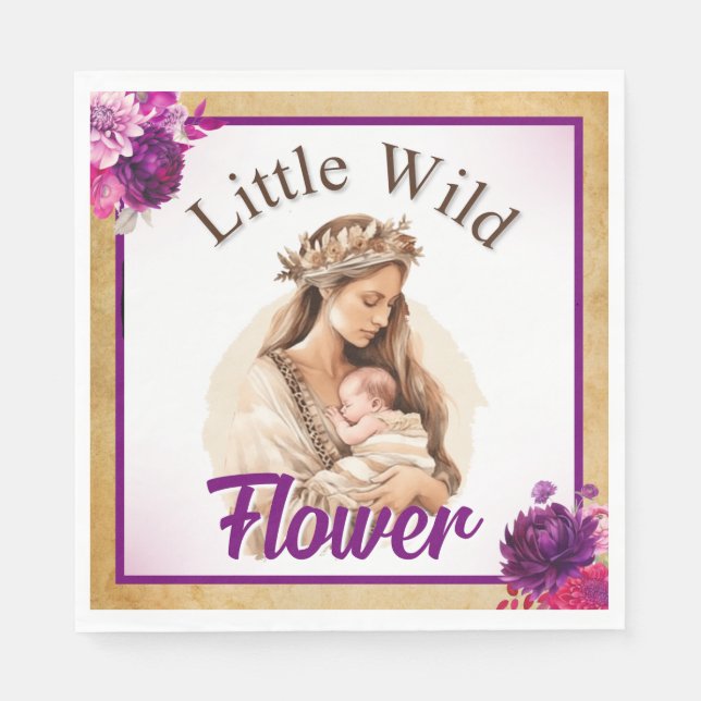 Lila Boho Babydusche Napkins Serviette (Vorderseite)