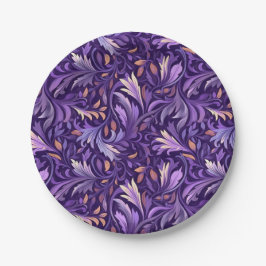 Lila boho Blattwerk Pappteller