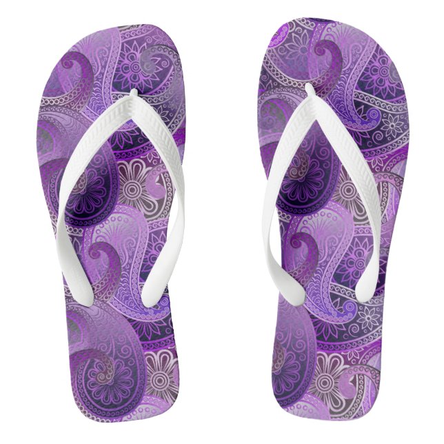Lila Boho Damask Muster Flip Flops (Fußbett)