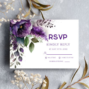 Lila Boho Elegante Hochzeit im Wasser RSVP Karte