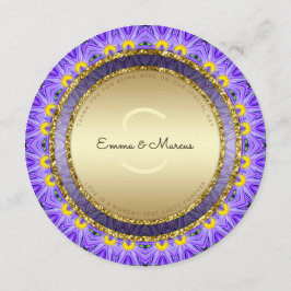 Lila Boho Floral Round Wedding Menu Cards Menükarte