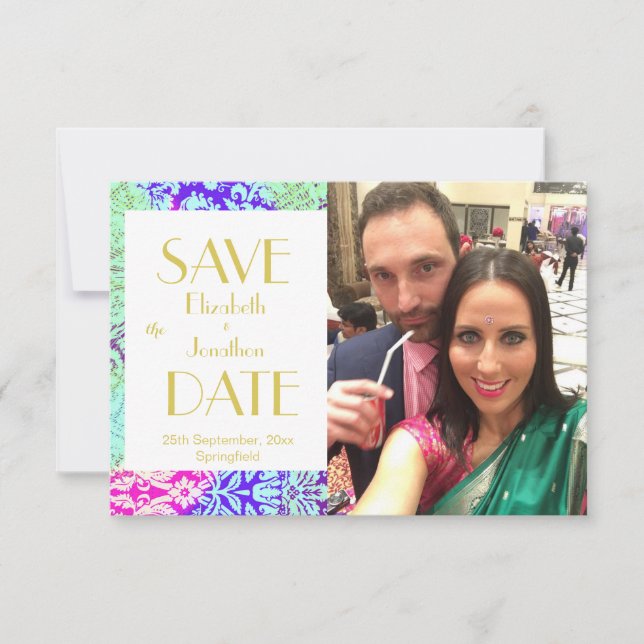 Lila Boho Foto Hochzeit Sichern Sie das Datum Save The Date (Vorderseite)