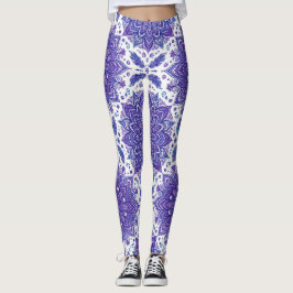 Lila Boho-Mandala-Blumenmuster-Leggings Leggings