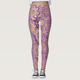 Lila Boho Mandala Pattern Yoga Leggings