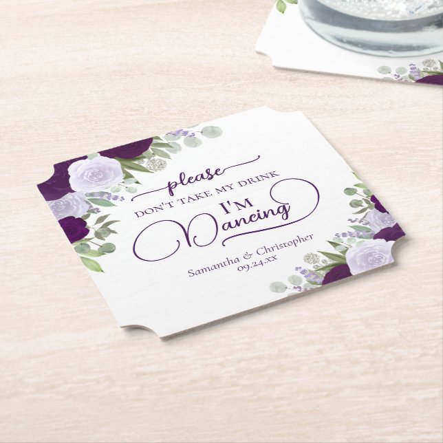 Lila Boho-Rose nehmen meine Drink-Hochzeit nicht. Untersetzer (angewinkelt)