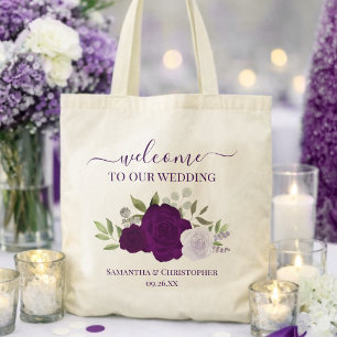 Lila Boho Rosen Elegante Hochzeitsbegrüßung Tragetasche