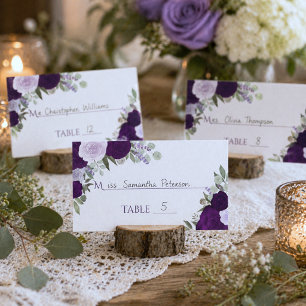 Lila Boho-Rosen Hochzeit Write-In-Empfangskarte Platzkarte