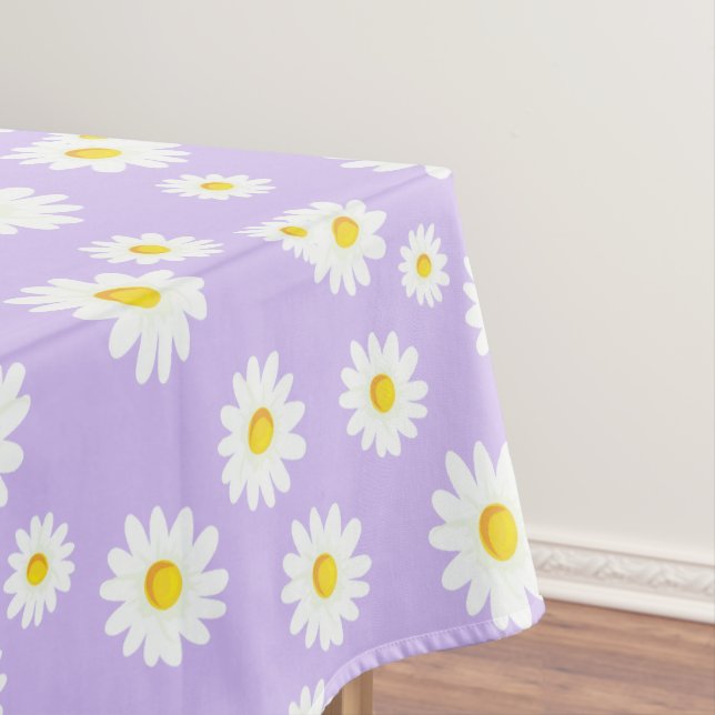 Lila Boho Spring Daisies Pattern Tischdecke (Beispiel)