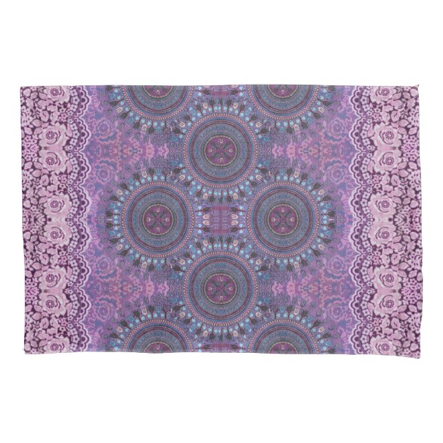 Lila Boho Style Kissenbezug (Vorderseite-Links)