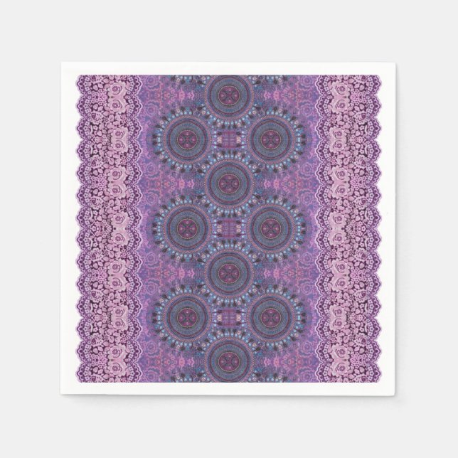 Lila Boho Style Paper Napkin Serviette (Vorderseite)