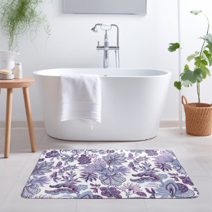 Lila Boho Vintage Blumenprint Badematte