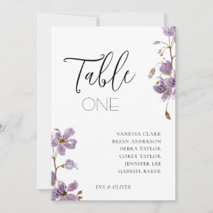 Lila Boho-Watercolor-Orchideen-Hochzeitstischkarte Einladung