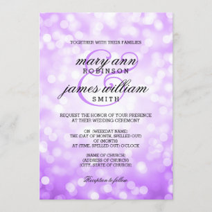Lila Bokeh beleuchtet elegante Hochzeit Einladung