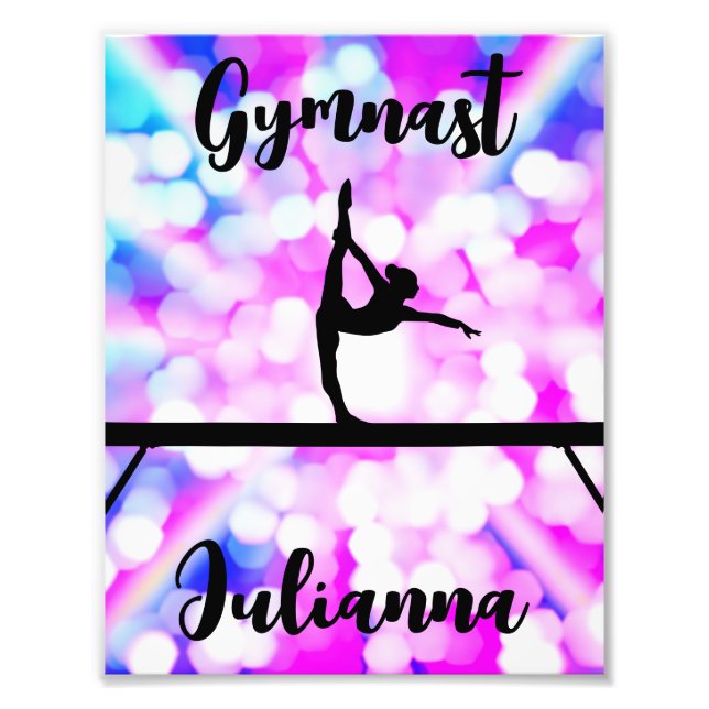 Lila Bokeh Blast Gymnastik Beam Personalisiert Fotodruck (Vorne)