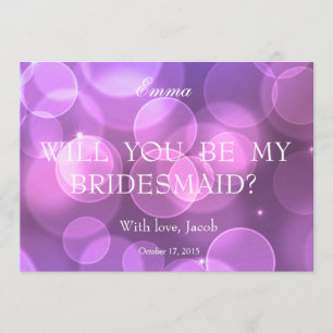 Lila Bokeh-Glitzer wird meine Bridesmaid sein Einladung