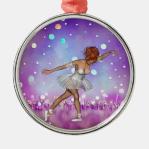 Lila Bokeh Hintergrund & Ballerina Ornament Aus Metall