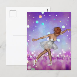 Lila Bokeh Hintergrund & Ballerina Postkarte