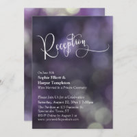 Lila Bokeh Light Wedding Reception Typografie