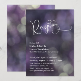 Lila Bokeh Light Wedding Reception Typografie Einladung