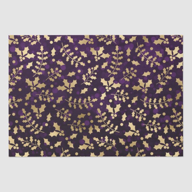 Lila Bokeh und Goldfoil Weihnachtsfest Seidenpapier (Vorderseite)