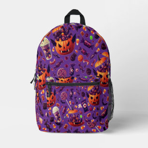Lila Bonbons für Dracula Gothic Halloween Bedruckter Rucksack