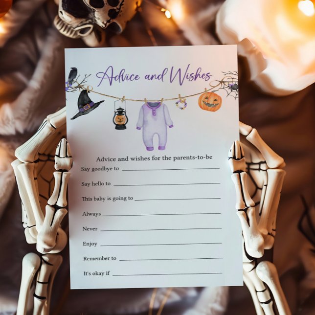 Lila Boo Halloween Advice und Wischtennis (Halloween Baby Clothes Baby Shower Advice and Wishes Game)