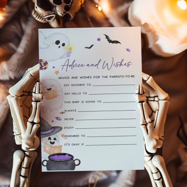 Lila Boo Halloween Advice und Wischtennis (A Little Boo Baby Shower Advice and Wishes Game )