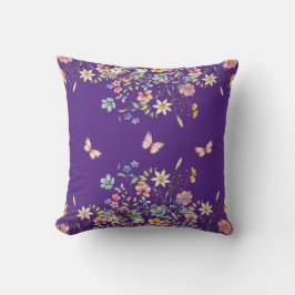 Lila Botanical Blumenmuster  Kissen