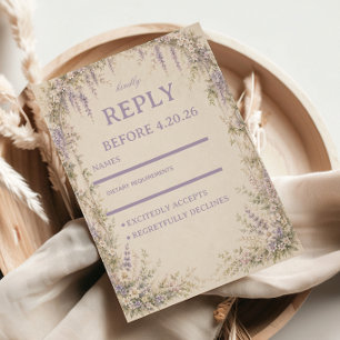 Lila Botanical Vintage RSVP Karte